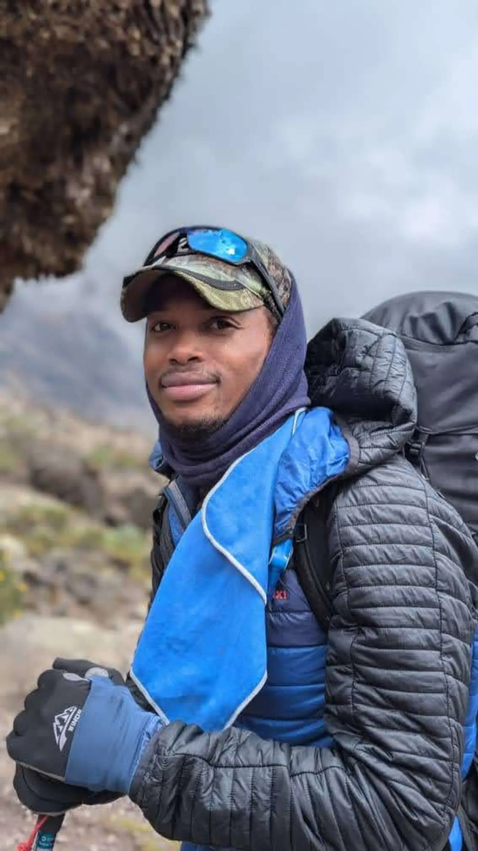 Isack Lyimo, founder and lead guide, on the slopes of Kilimanjaro