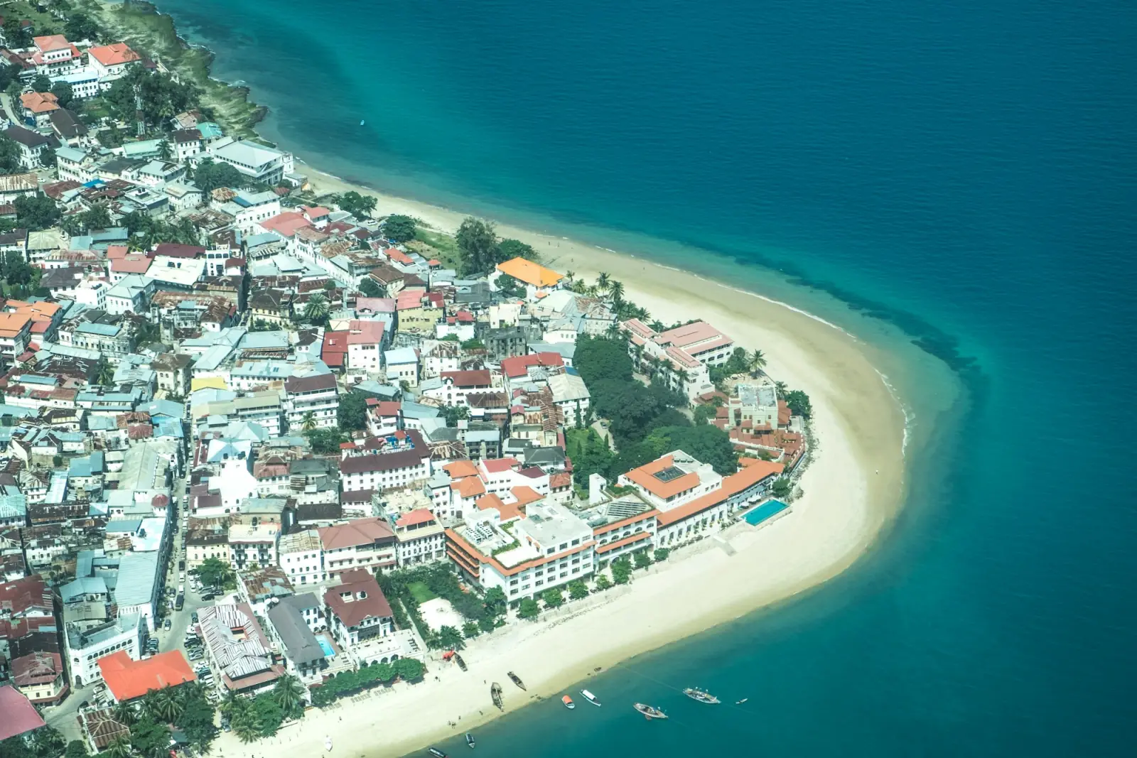 Aerial view of Stone Town on its peninsula